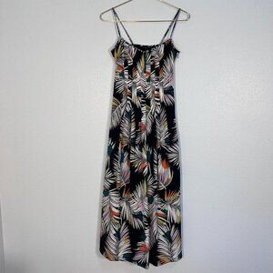 Banana Republic Palm Print Spaghetti strap Colorful Midi Dress Size 0